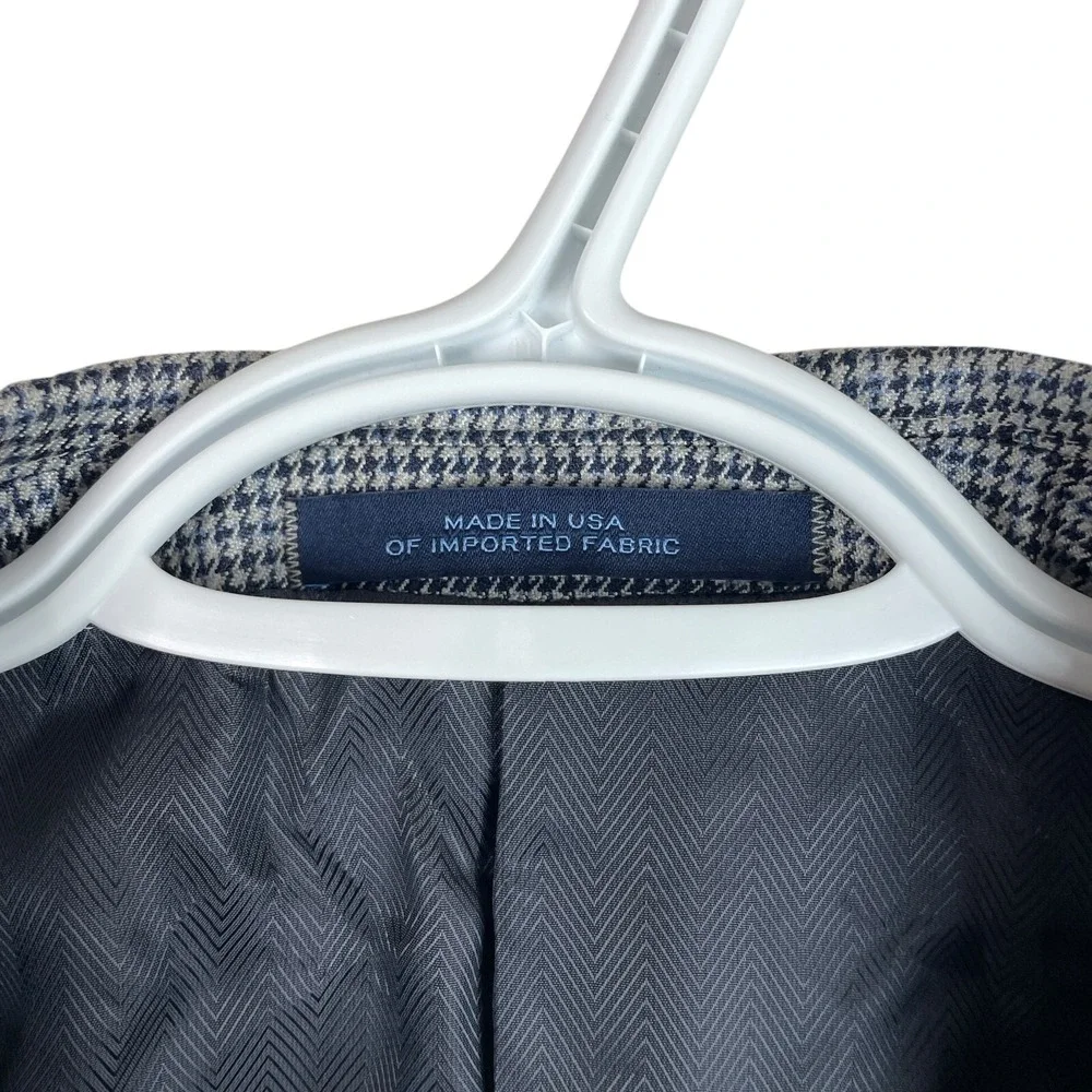 Joseph Abboud 100% Silk Houndstooth Blazer Jacket 42L 2‎ Button Double-Vented